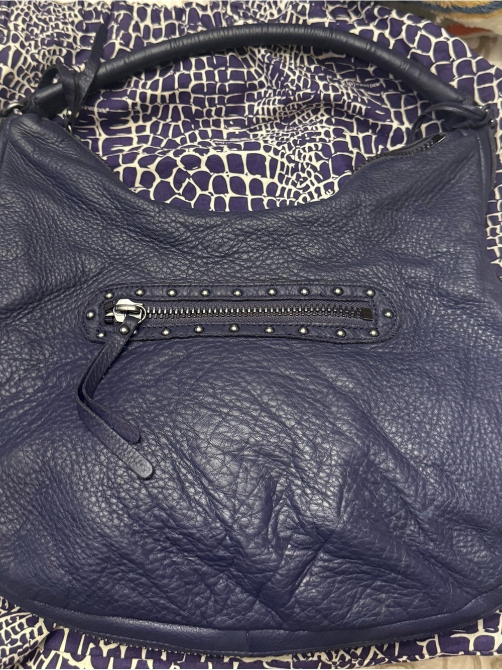 Vintage Linea Pelle Purple Leather Dylan Expandable Zip Hobo Bag With Dust Bag